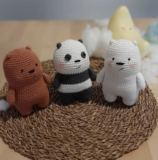 Handmade Crochet Bear Trio Keychains – Customizable