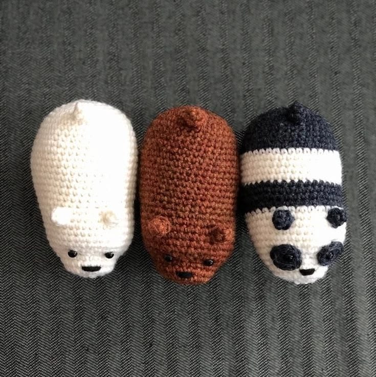 Handmade Crochet Bear Trio Keychains – Customizable