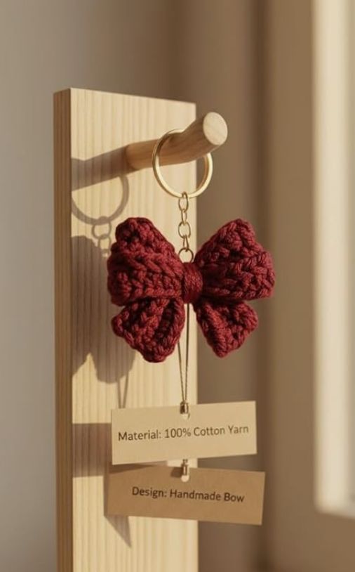 Handmade Crochet Bow Keychain