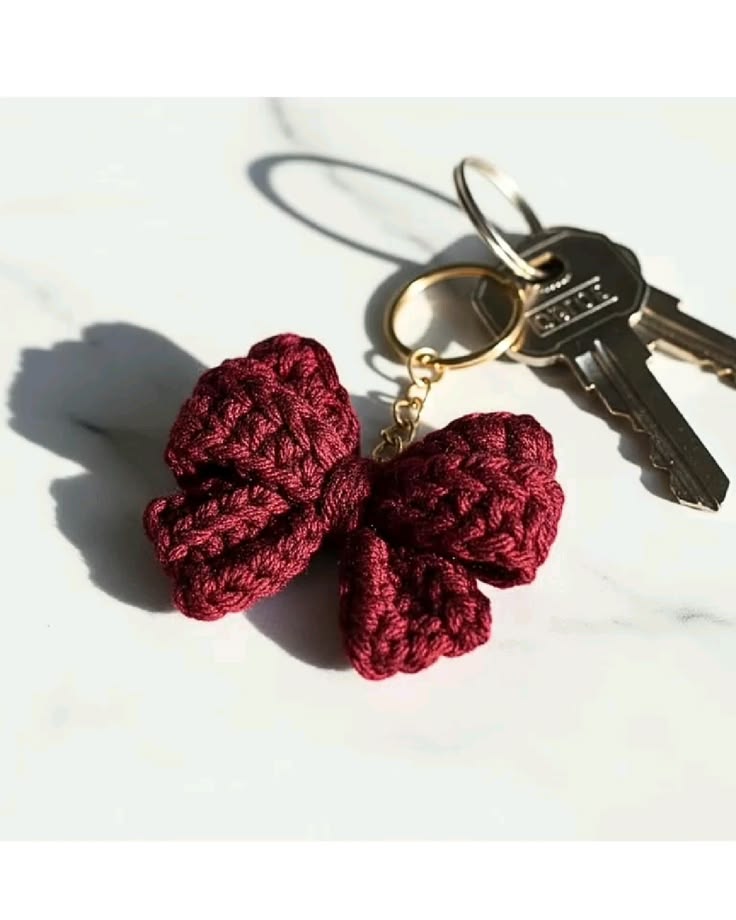 Handmade Crochet Bow Keychain
