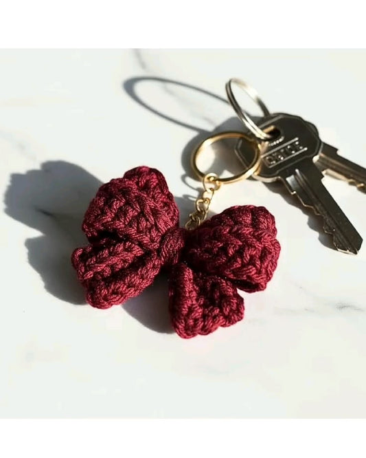 Handmade Crochet Bow Keychain