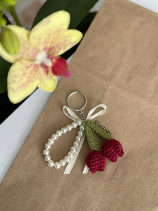Handmade Crochet Tulip Keychain