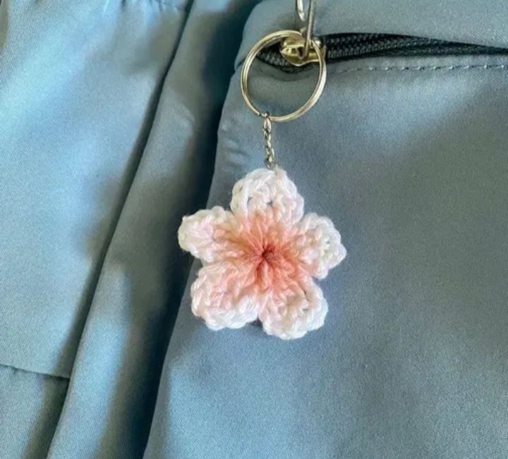 Handmade Crochet Flower Keychain