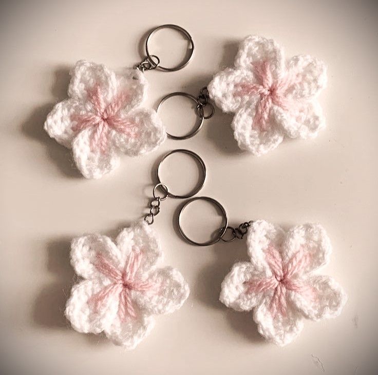 Handmade Crochet Flower Keychain