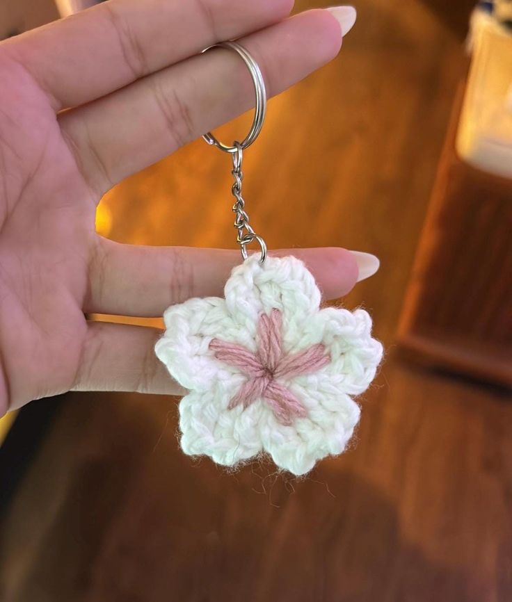 Handmade Crochet Flower Keychain